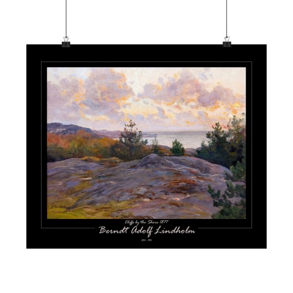 Berndt Lindholm - Cliffs by the Shore - Stunning Nordic Coastal Art, Matte Horizontal Posters - Black Background - Image 13