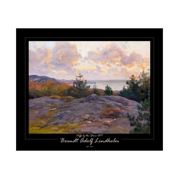 Berndt Lindholm - Cliffs by the Shore - Stunning Nordic Coastal Art, Matte Horizontal Posters - Black Background - Image 5