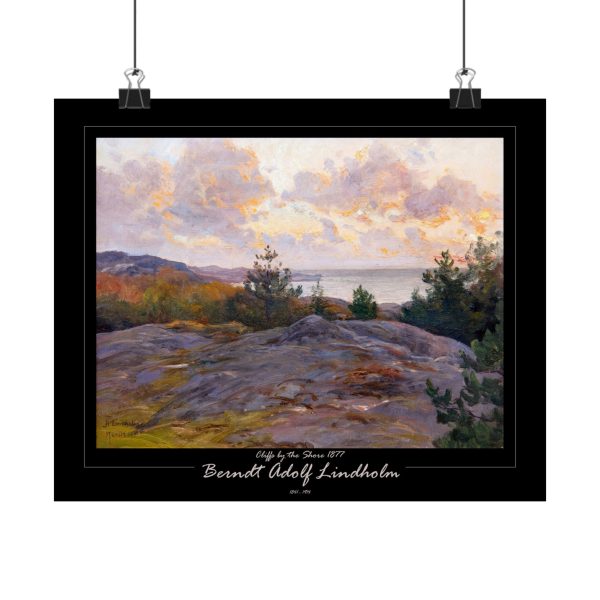 Berndt Lindholm - Cliffs by the Shore - Stunning Nordic Coastal Art, Matte Horizontal Posters - Black Background - Image 9